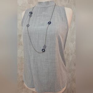 Ann Taylor Loft Gray Sleeveless Blouse Minimalist Top LP